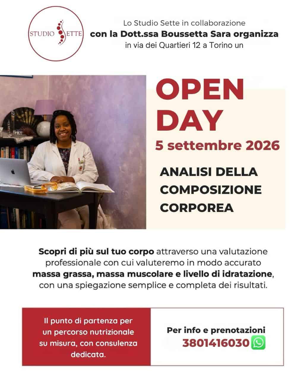 Open Day per la composizione corporea con la nostra nutrizionista Dott.sa Sara Boussetta